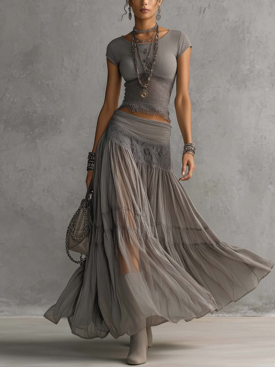 Grisela | Pleated Lace Set