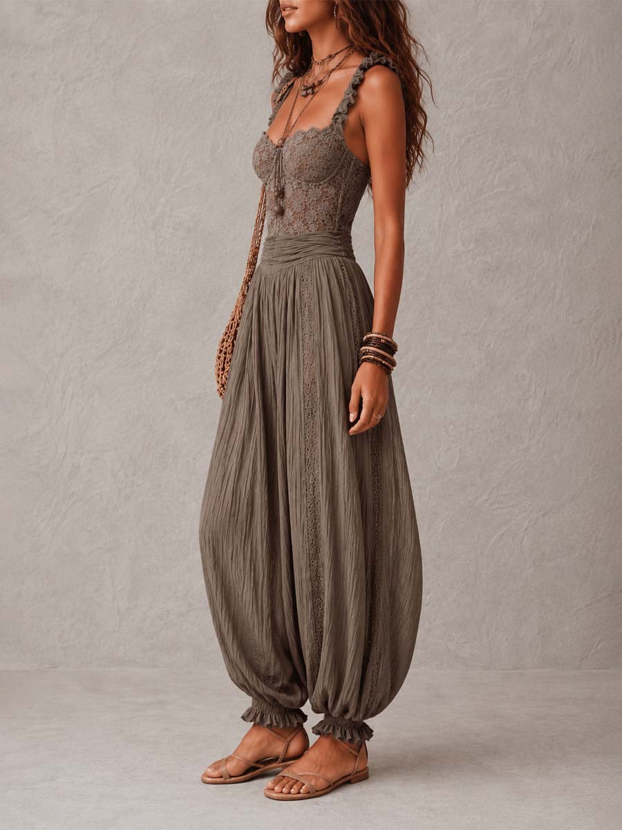 Wanda | Bohemian Lace Jumpsuit with Flowing Trousers