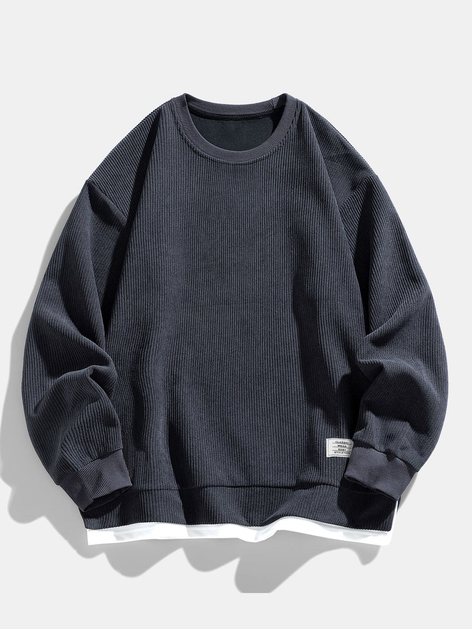 2 In 1 Crew Neck Stretch Corduroy Trui
