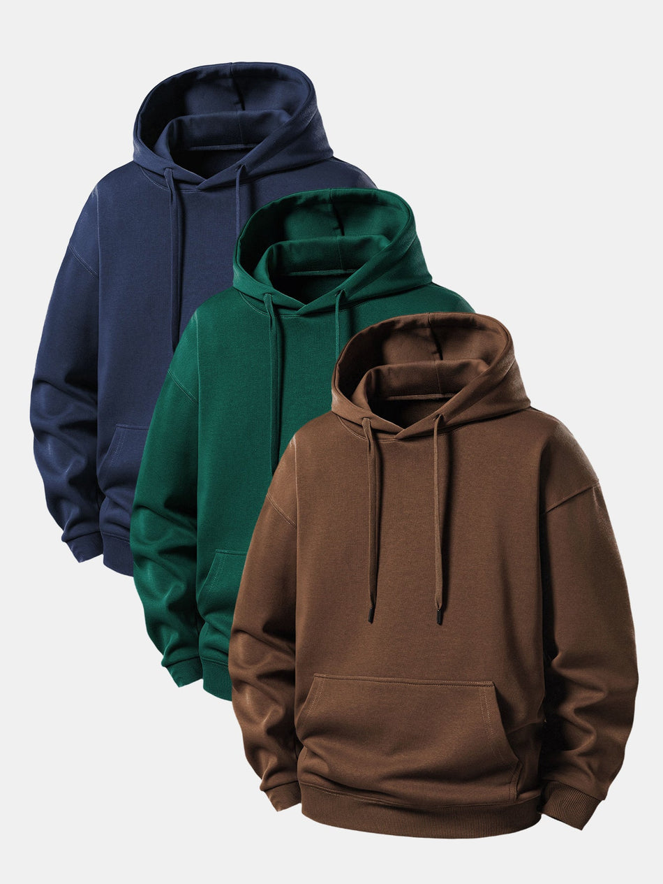 3 Stuks basic hoodie met losse pasvorm