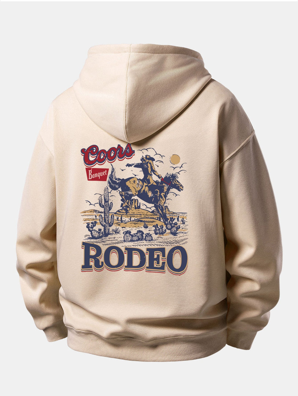 Western Cowboy Achterkant Print Relaxed Fit Hoodie
