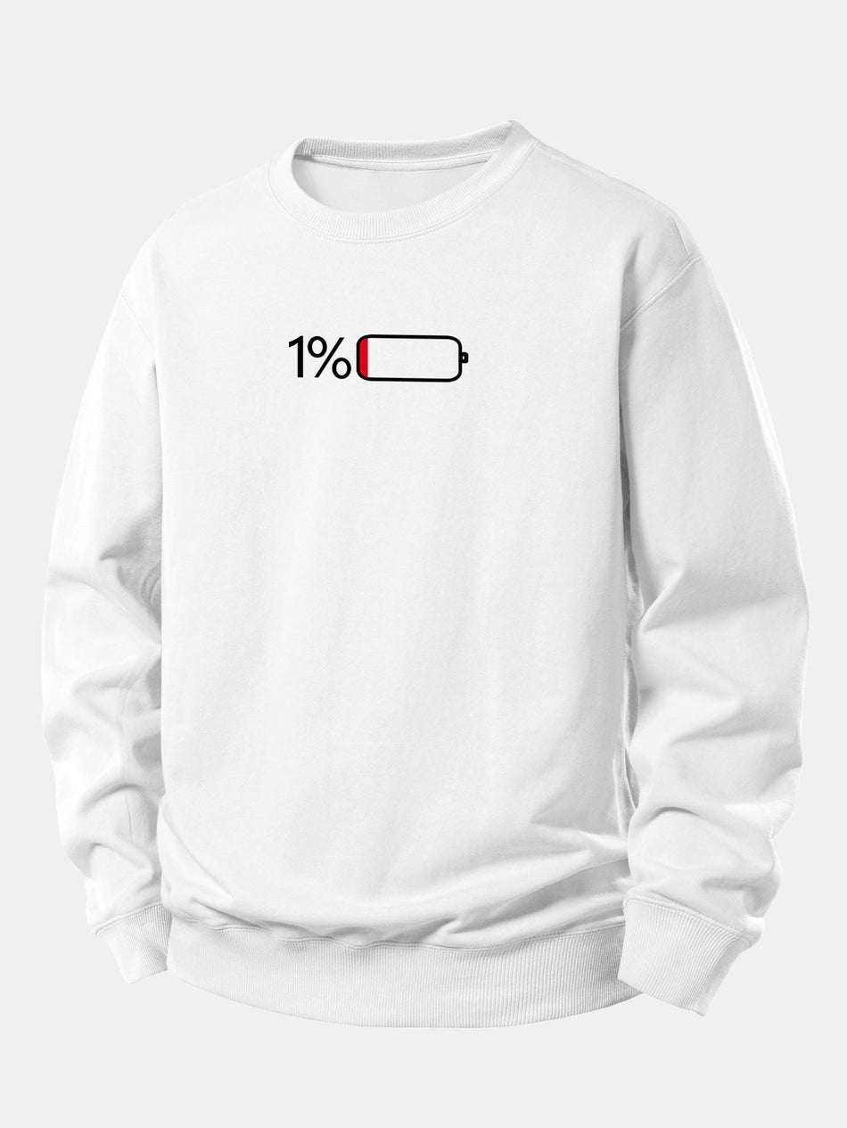 1% Batterij Print Relaxed Fit Sweatshirt