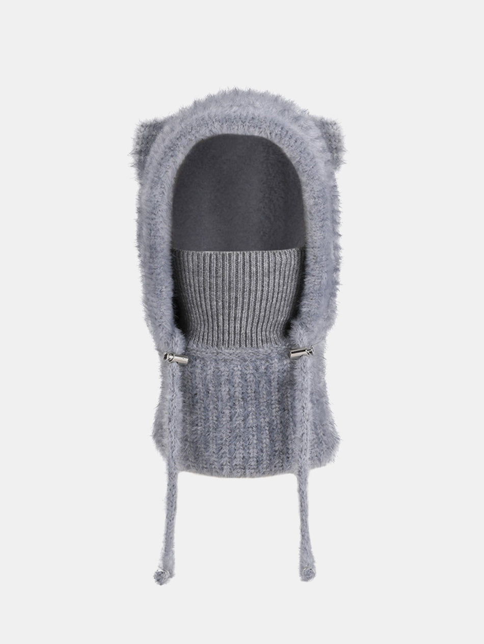 3-in-1 Fleece Gevoerde Balaclava Gebreide Muts Met Sjaal Gezichtsmasker