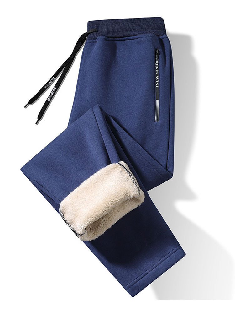 Warme fleece gevoerde broek met rechte pijpen