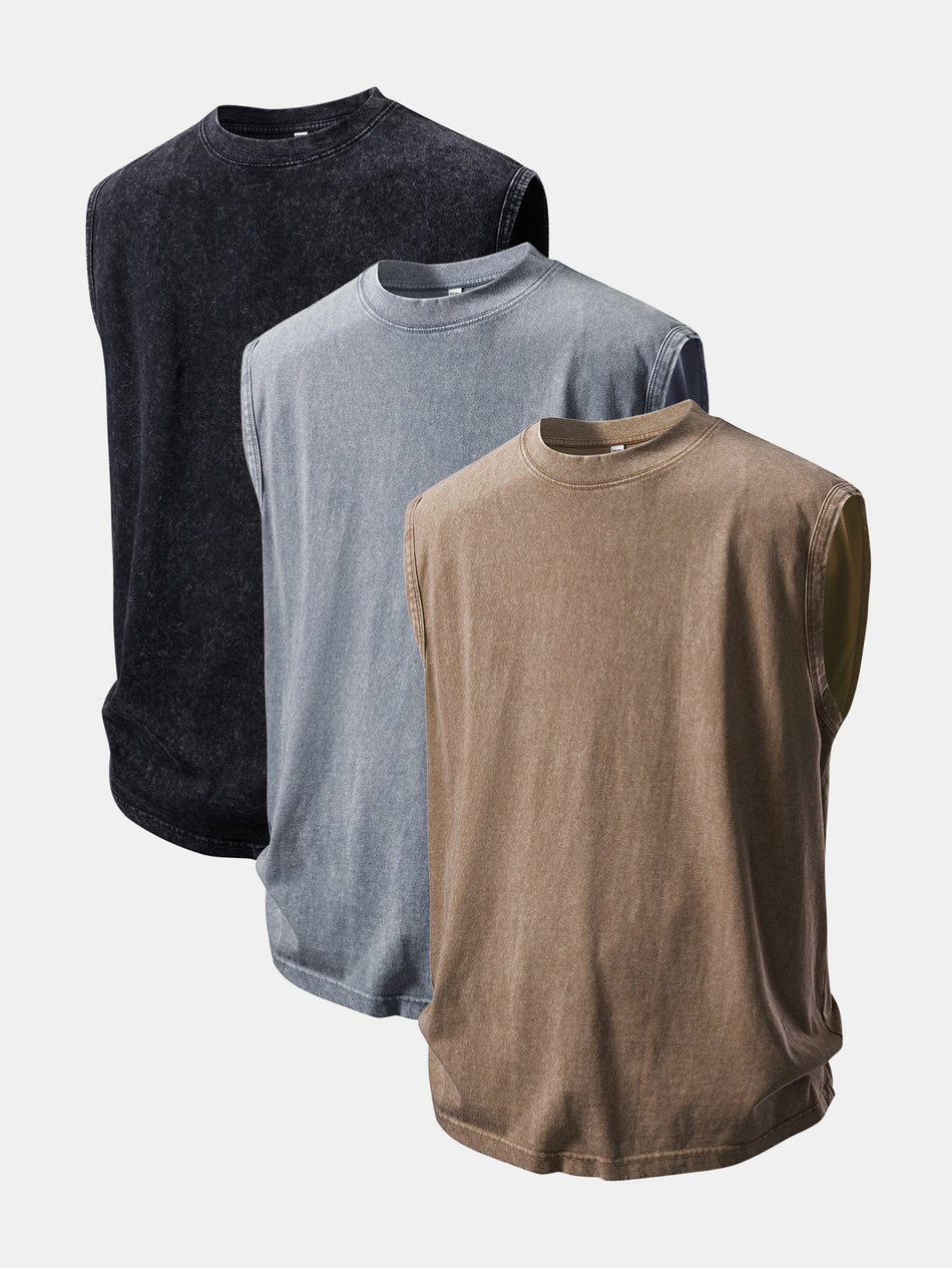 3-delige Gewassen Versleten Tanktop
