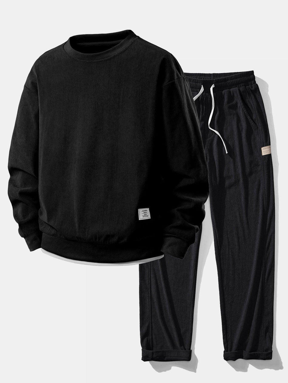 2-in-1 Crewneck Stretch Corduroy Sweatshirt & Rechte Corduroy Broek