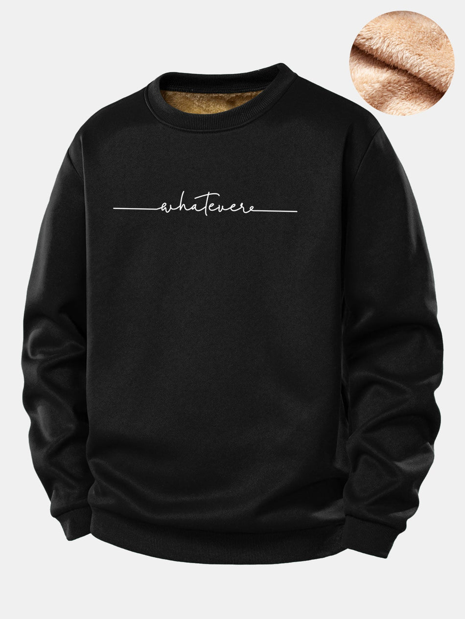 Wat Dan Ook Print Teddy Fleece Gevoerde Sweatshirt