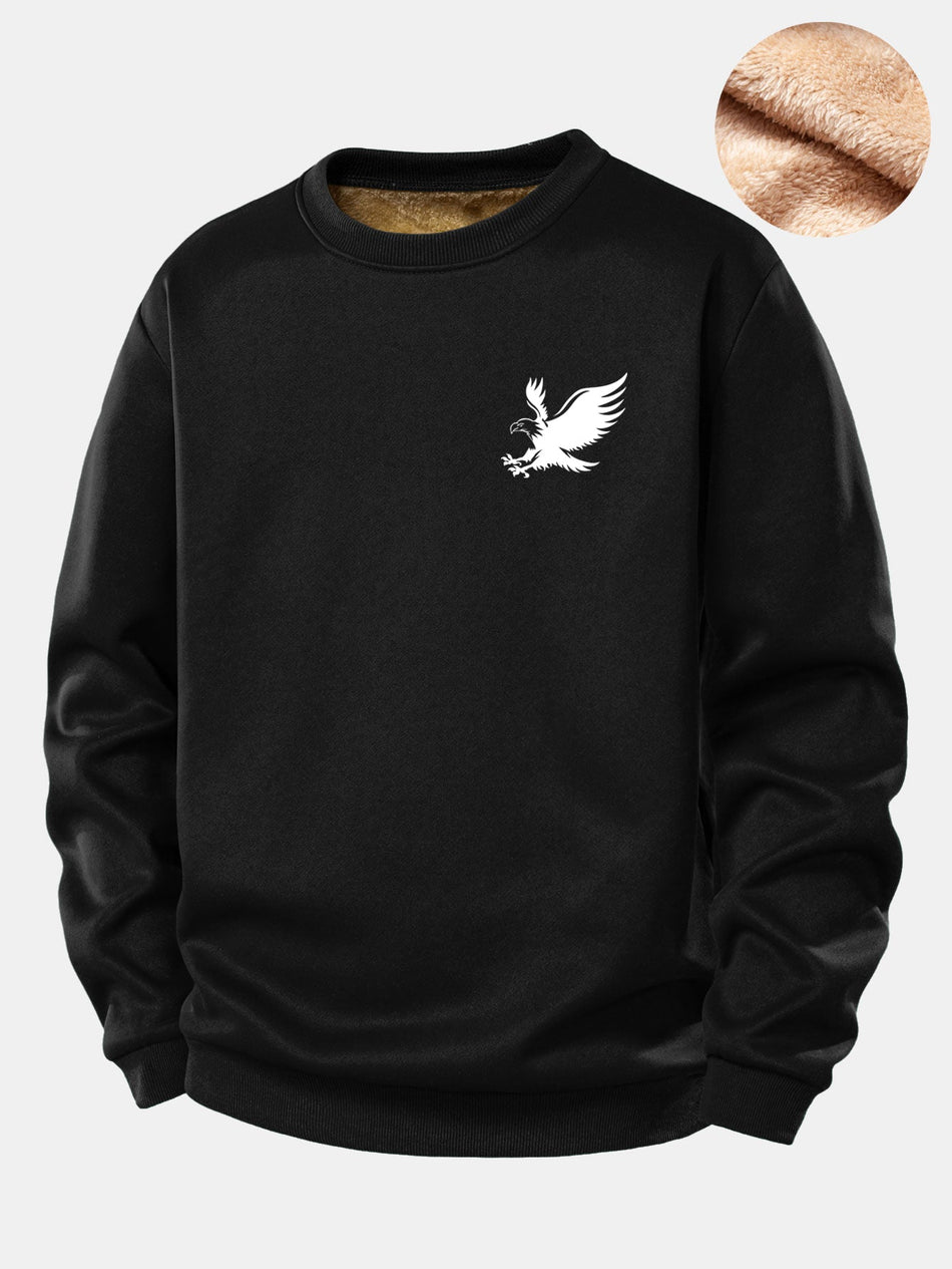 Zwevende Adelaar Print Teddy Fleece Gevoerde Sweatshirt