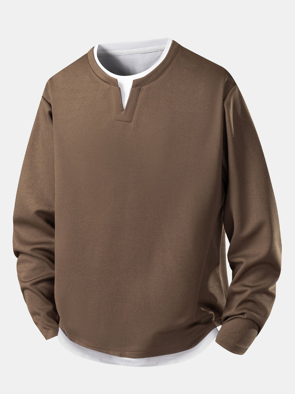 2-delige set relaxed fit 2-in-1 T-shirt met getailleerde kraag en textuur