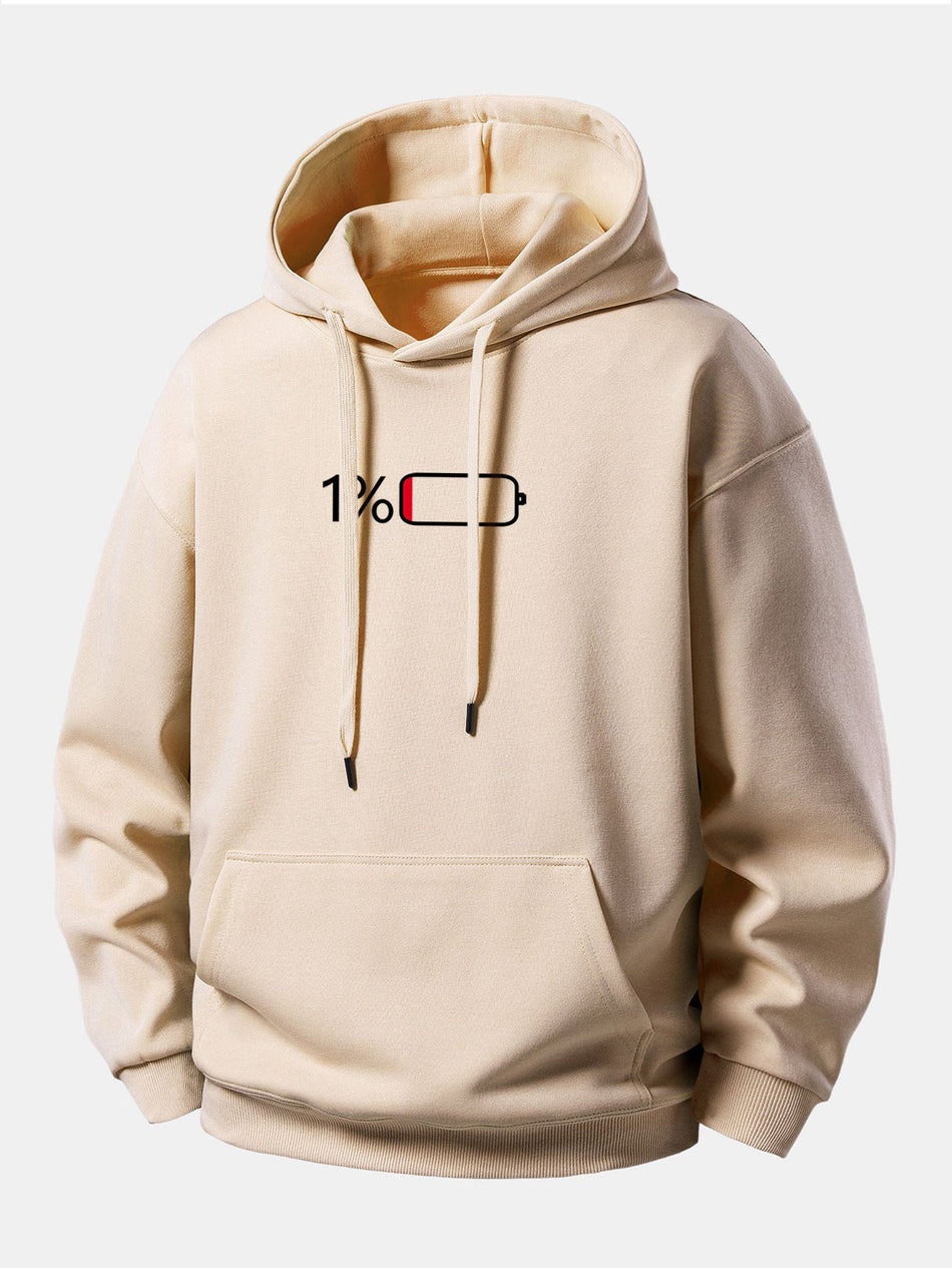 1% Batterij Print Relaxed Fit Hoodie