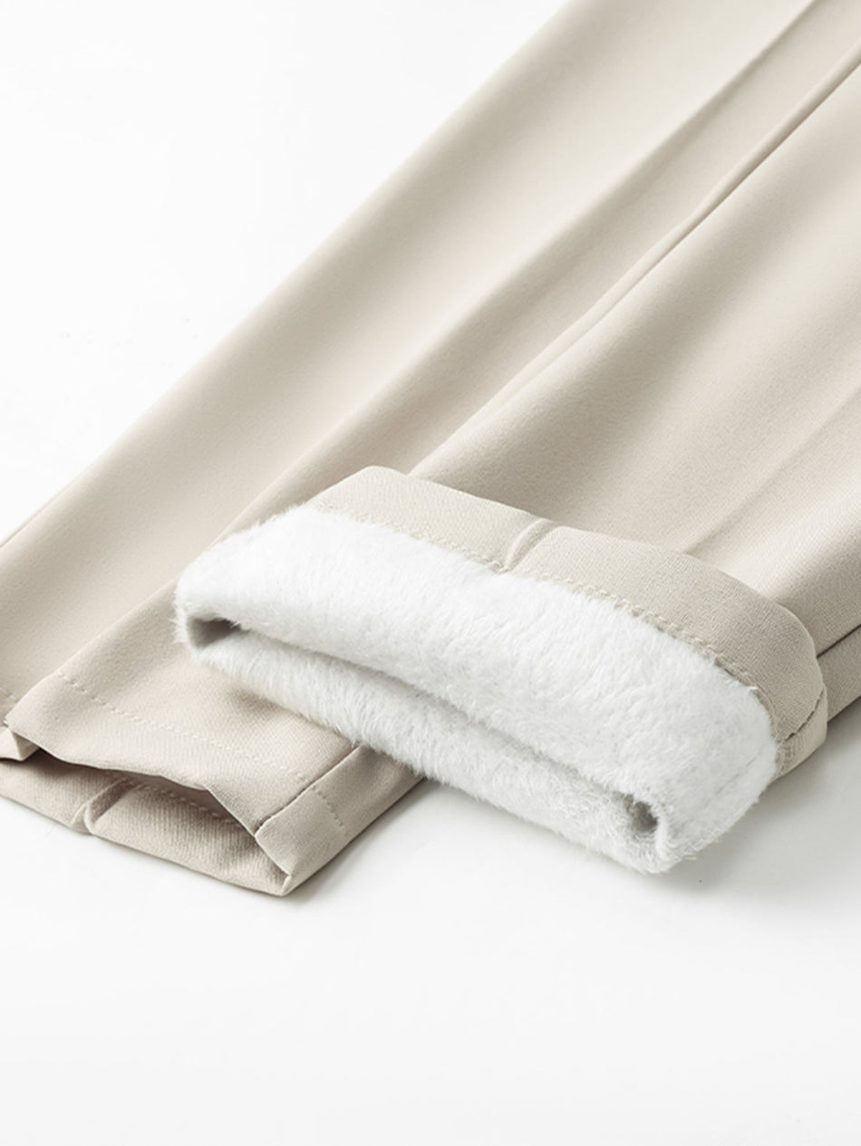 Warme, fleece gevoerde, slim fit, taps toelopende broek