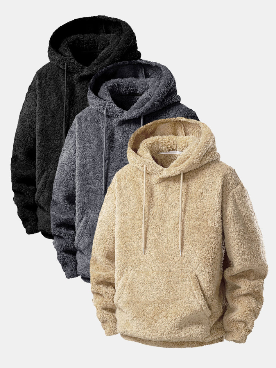 3 stuks basic Teddy Hoodies
