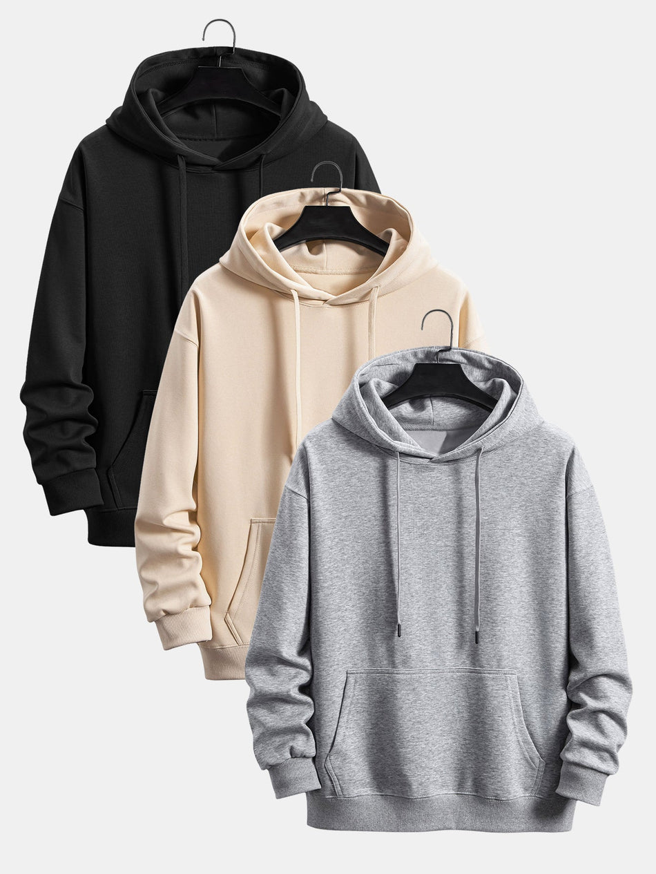 3 Stuks basic hoodie met losse pasvorm