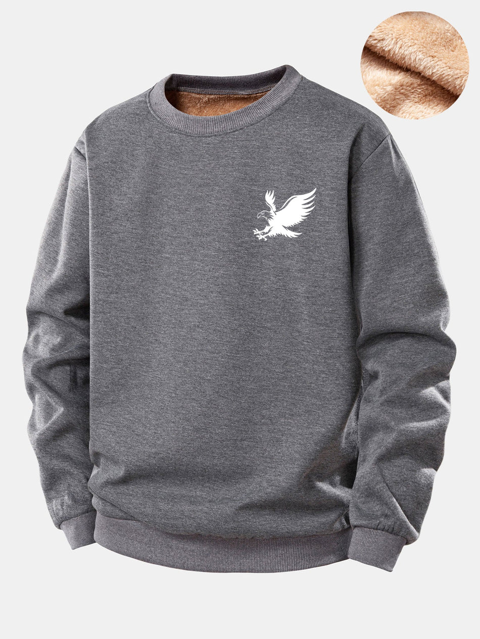 Zwevende Adelaar Print Teddy Fleece Gevoerde Sweatshirt
