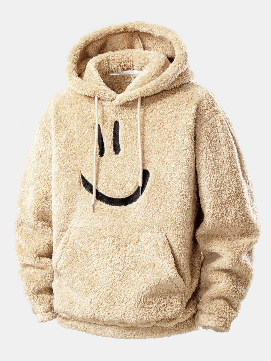 3-delige set teddy hoodie met geborduurd smiley gezicht