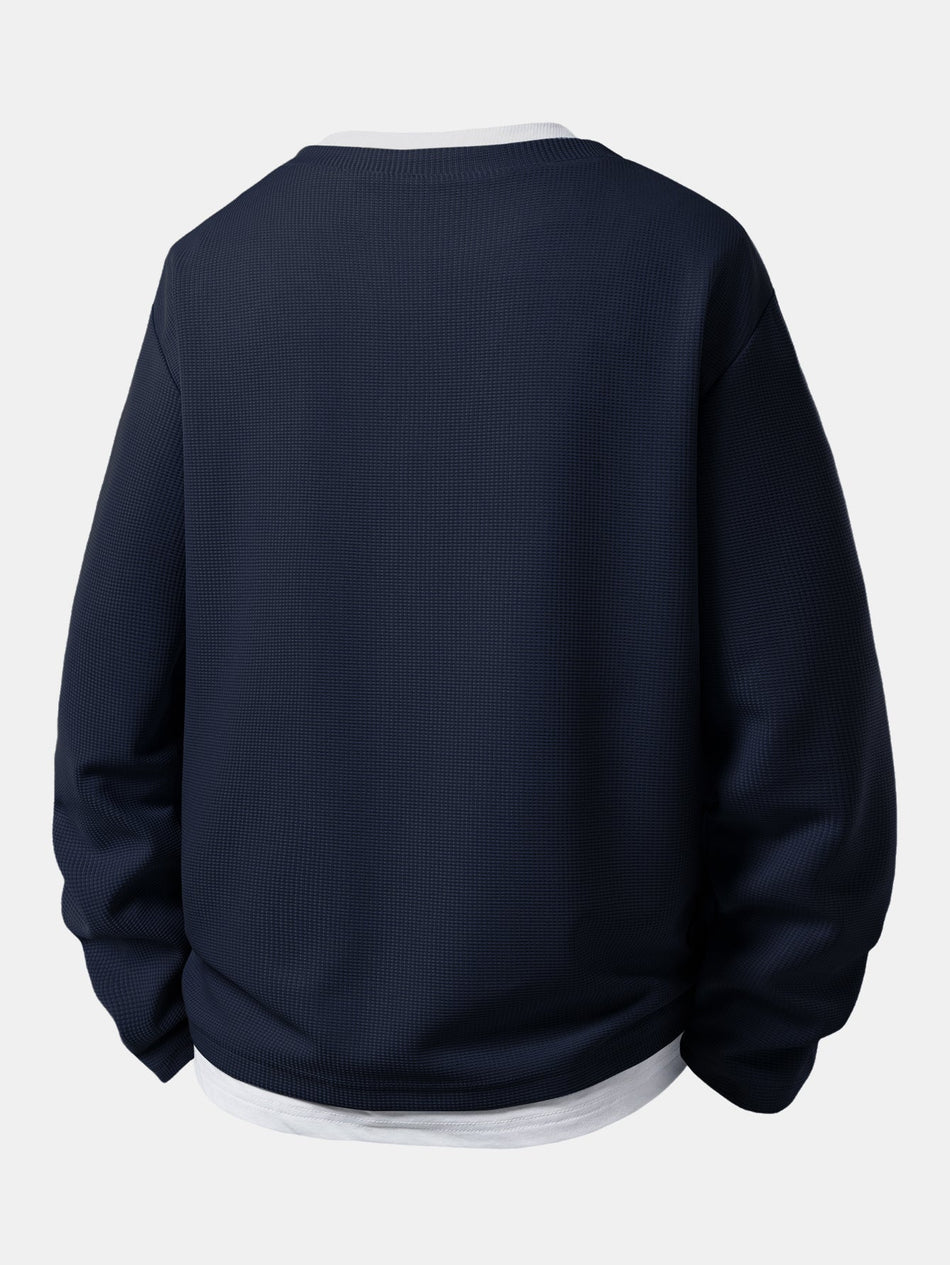 2-in-1 knoop V-hals wafel T-shirt met zak