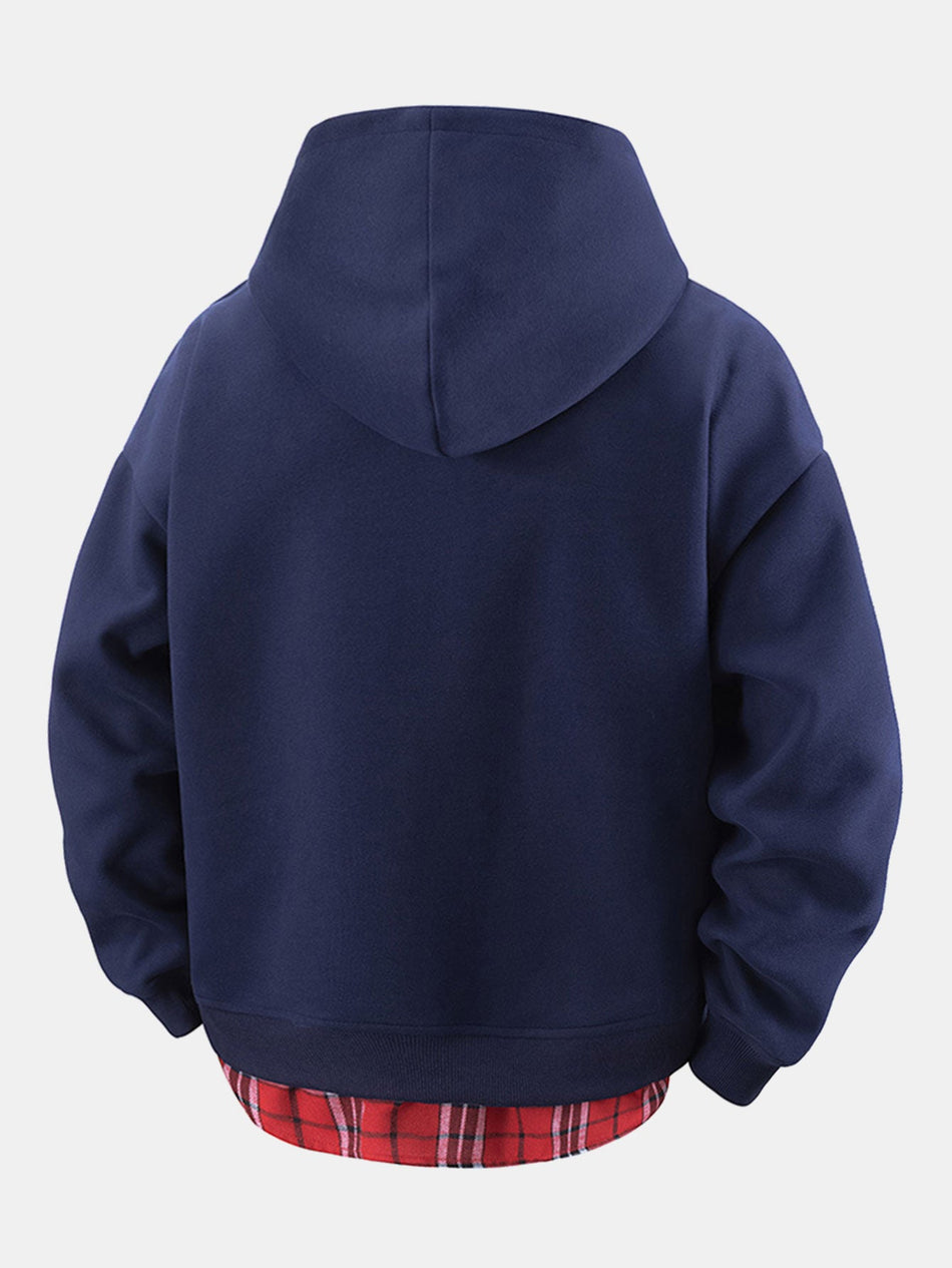2 In 1 Geruite Rits Kangaroo Zak Hoodie