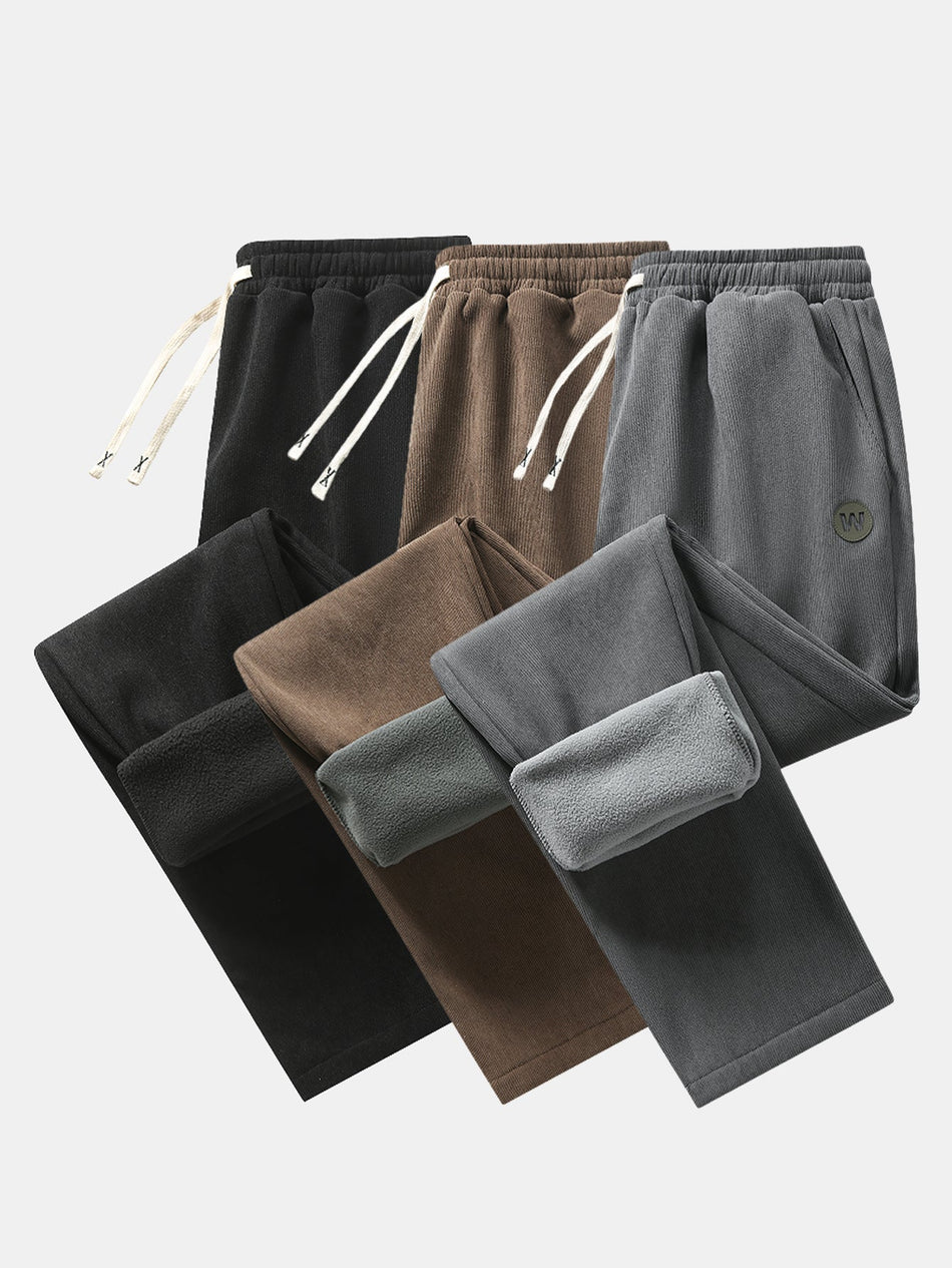 3-delige set teddy fleece gevoerde Korte broeken met rechte pijpen van corduroy