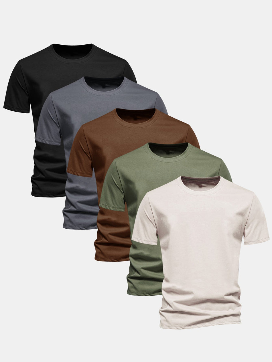 5 Stuks Basic Regular Fit Katoenen T-shirts