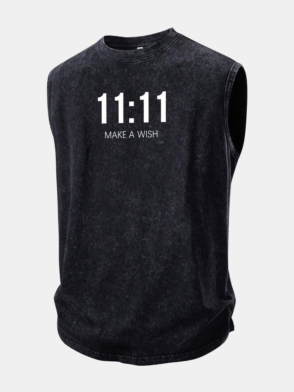 11:11 Print Gewassen Versleten Tanktop