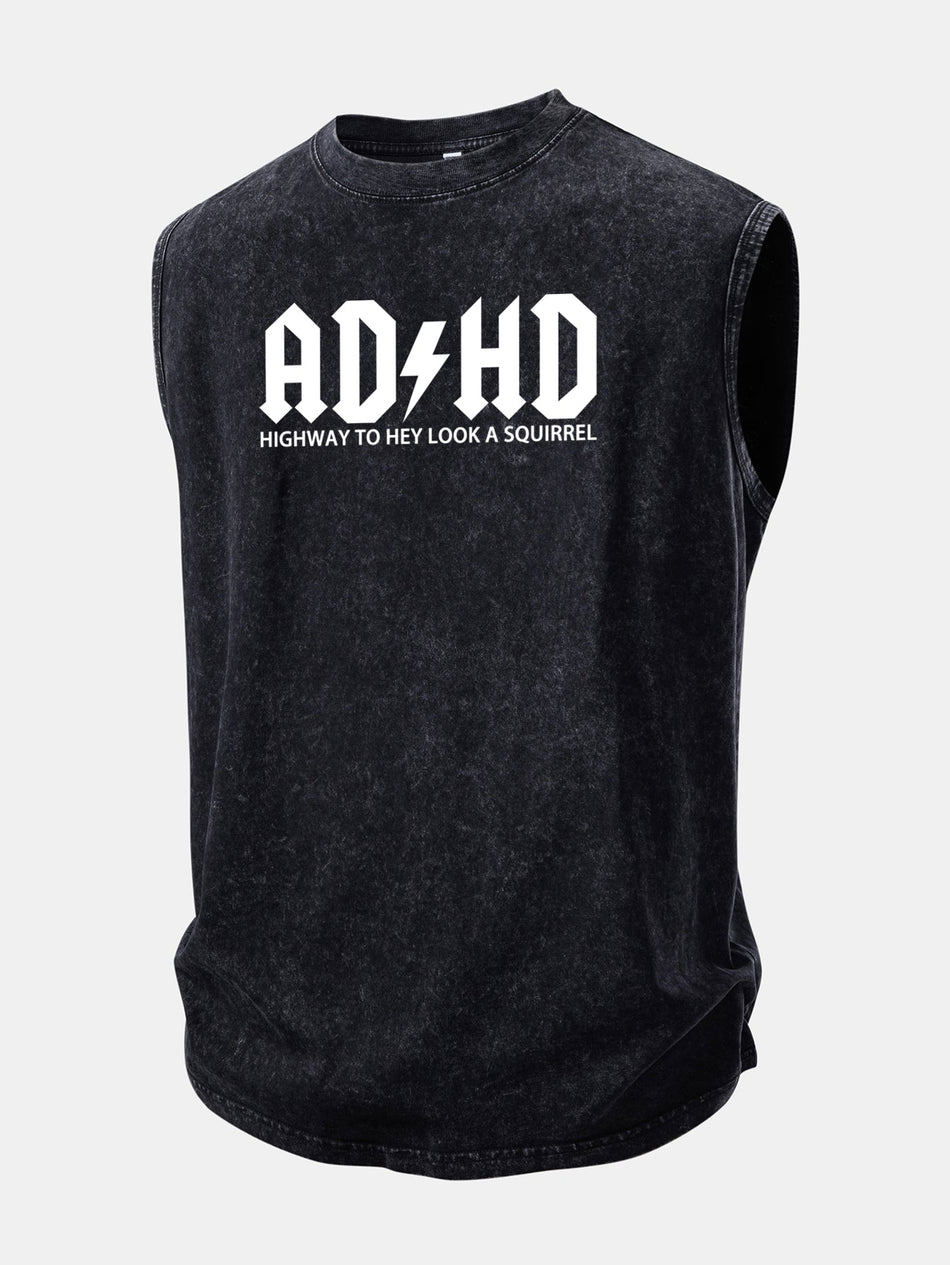 ADHD Print Gewassen Versleten Tanktop