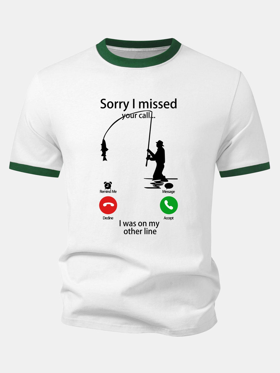 Visprint Contrasterende Ringer T-shirt