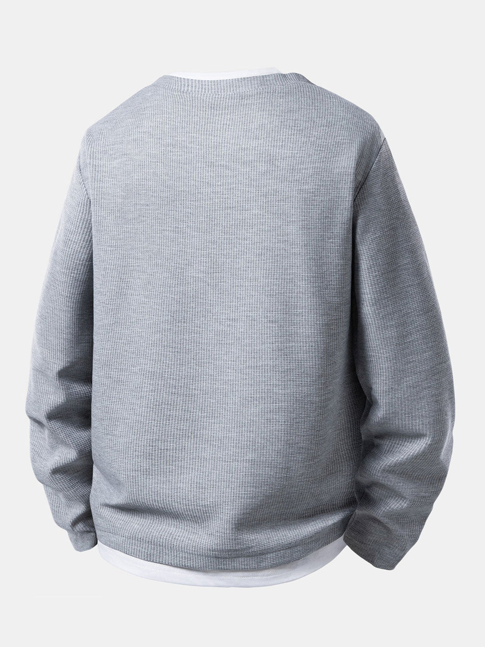2-in-1 Henley kraag wafel T-shirt