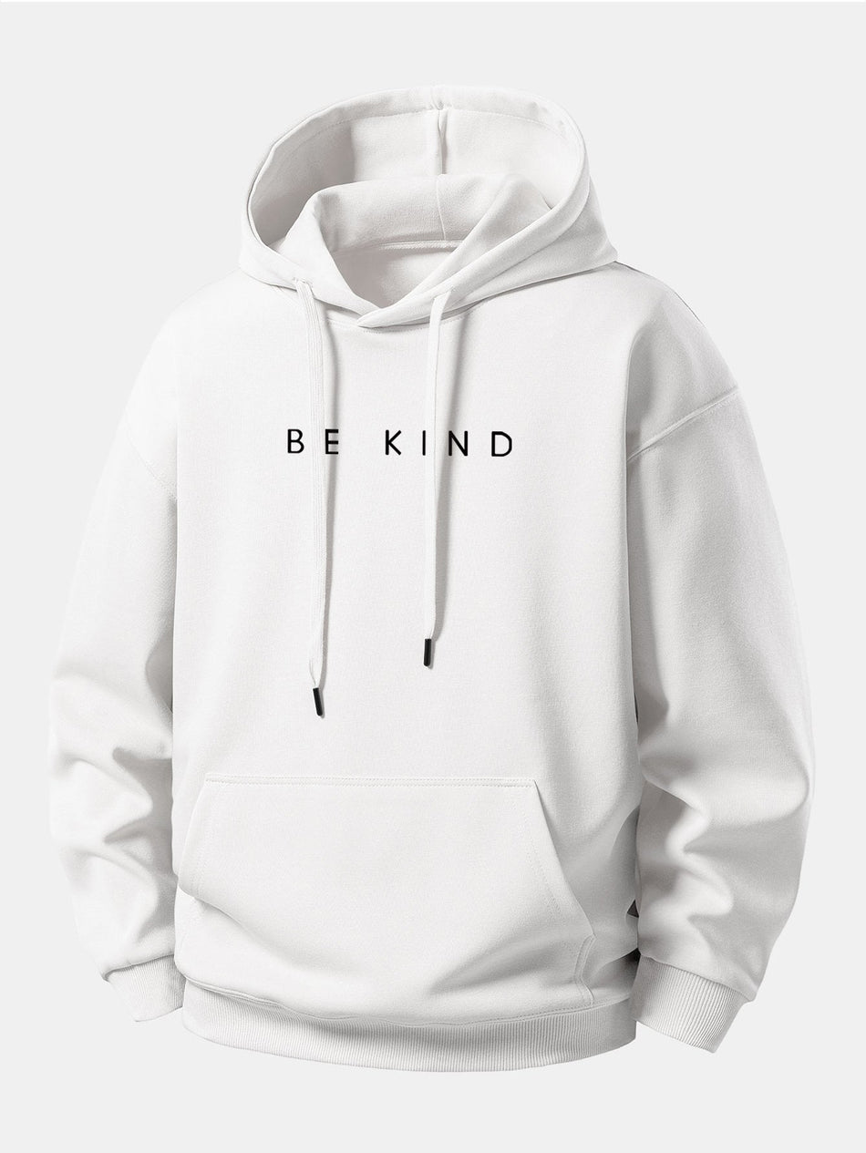 Wees vriendelijk print hoodie met relaxte pasvorm