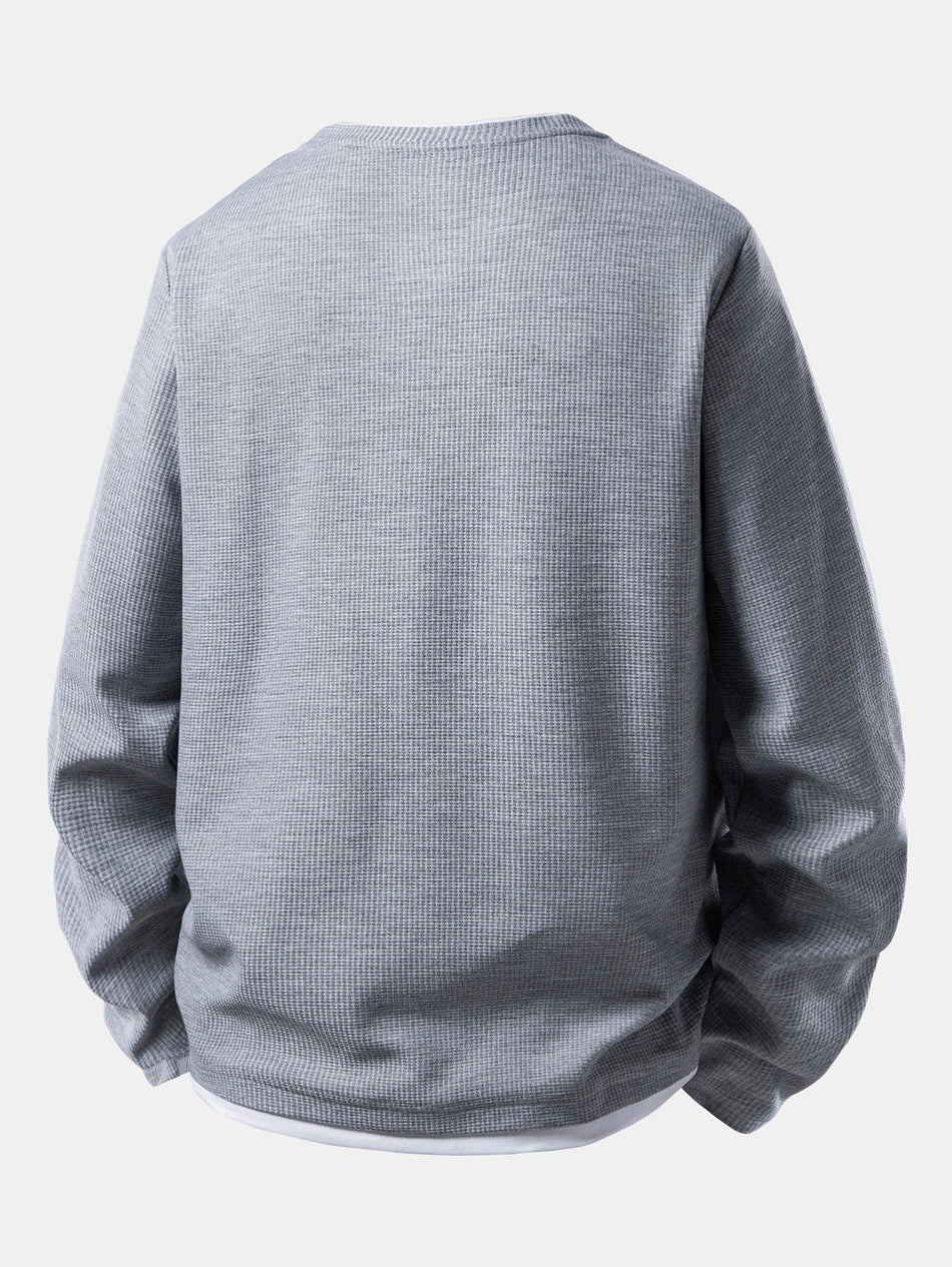 2-in-1 Lange Mouwen Ronde Hals Wafel T-shirt