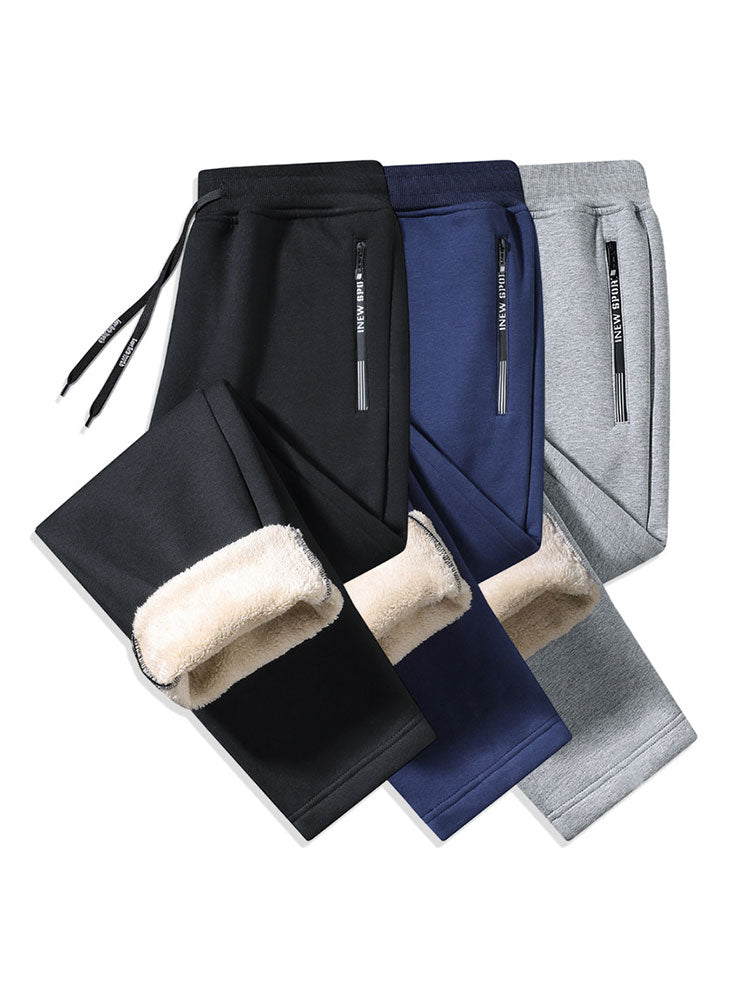 3-delige set warme fleece gevoerde broek met rechte pijpen