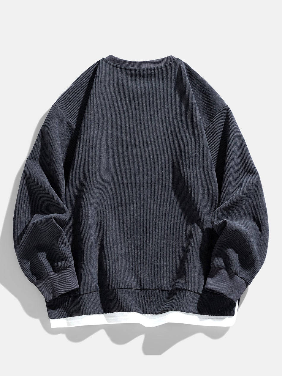 2 In 1 Crew Neck Stretch Corduroy Trui