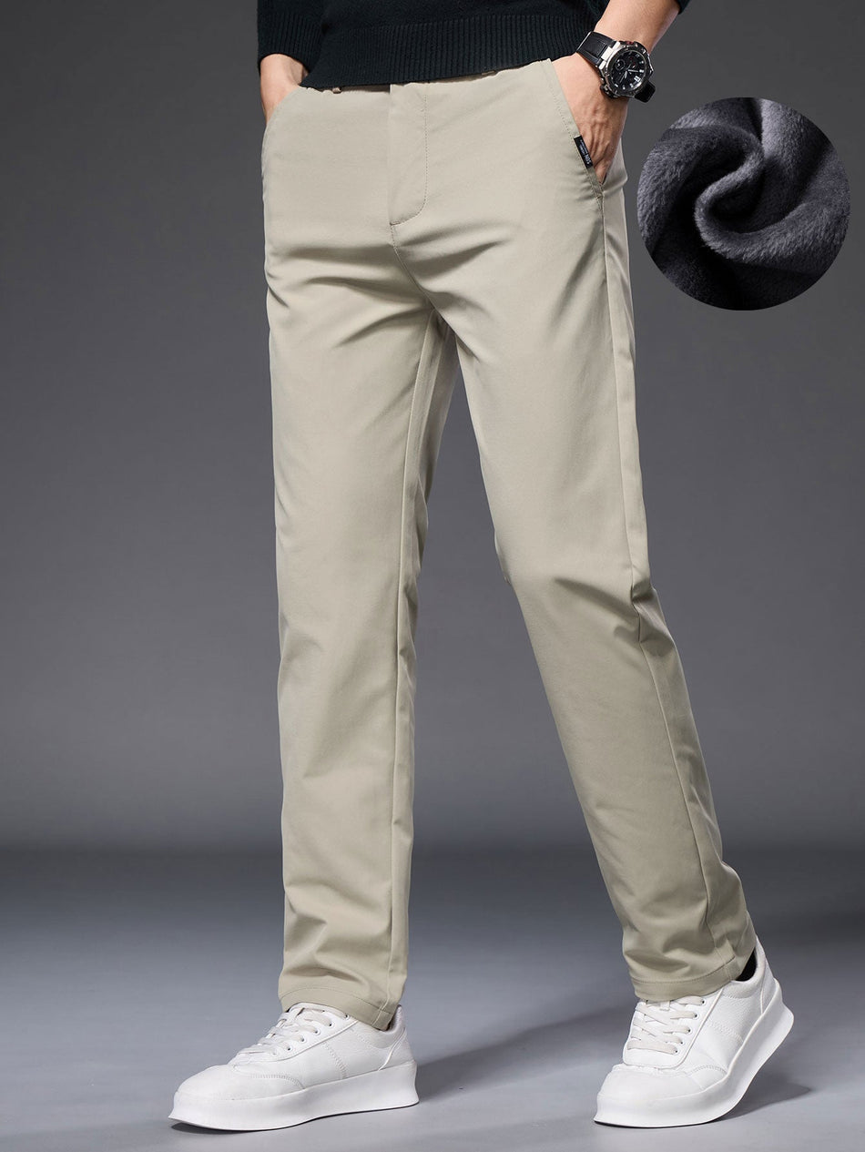 Warme, fleece gevoerde, chino broek met rechte pijpen