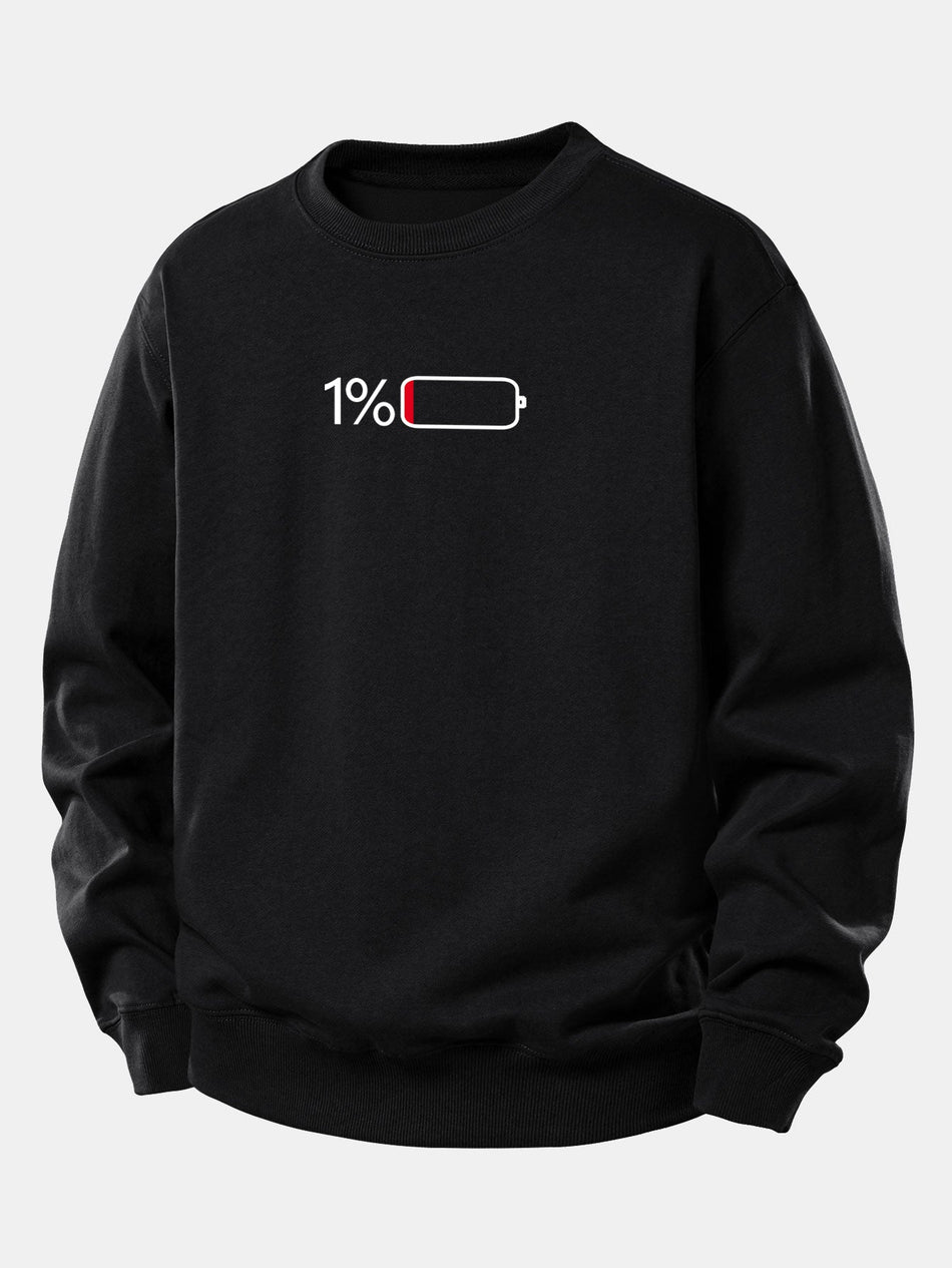 1% Batterij Print Relaxed Fit Sweatshirt