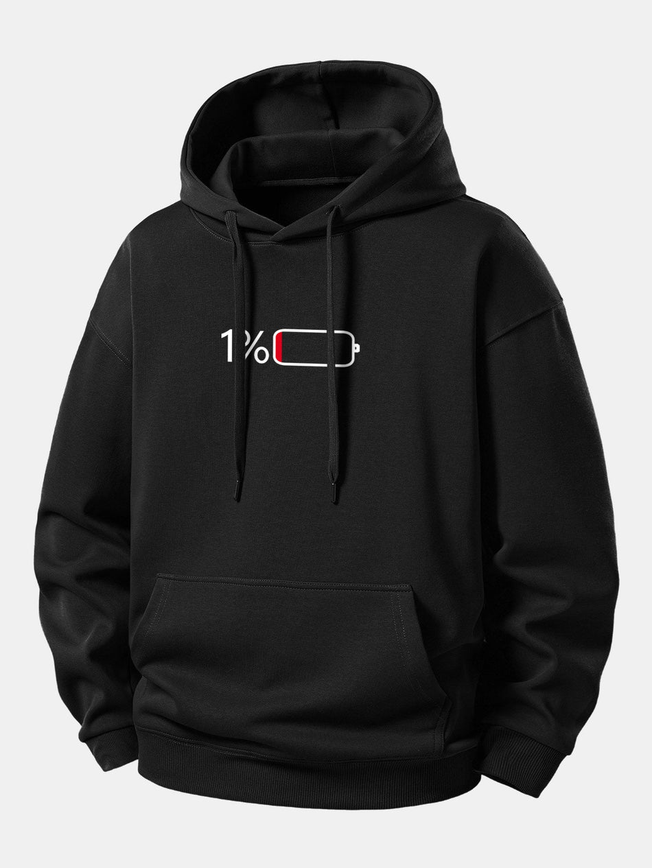 1% Batterij Print Relaxed Fit Hoodie