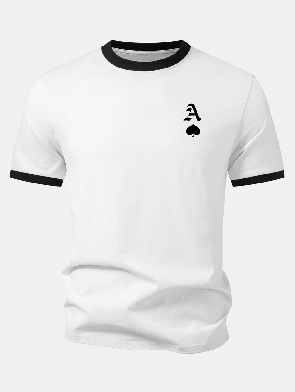 Ace Of Spades Print Contrast Ringer T-shirt