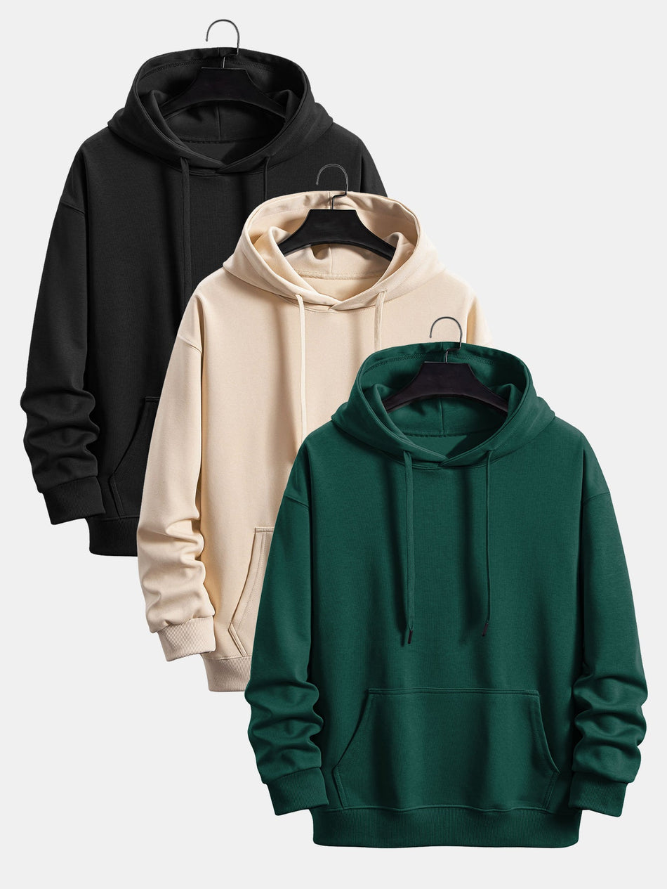 3 Stuks basic hoodie met losse pasvorm