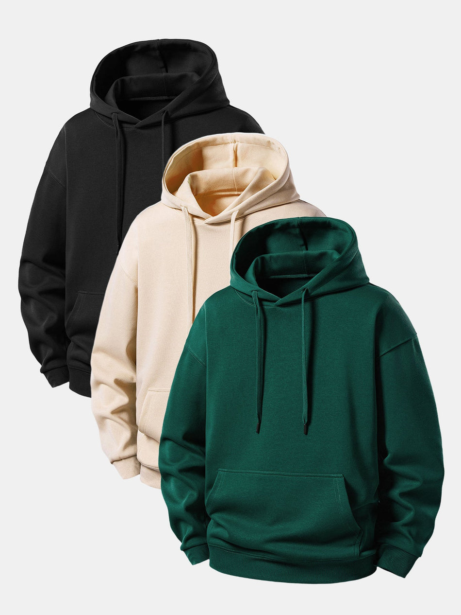 3 Stuks basic hoodie met losse pasvorm