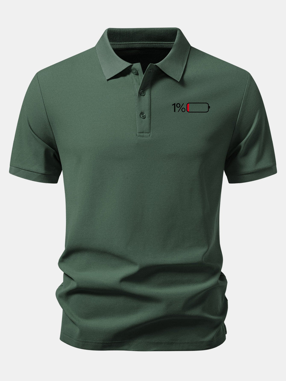 1% Battery Print Pique Polo