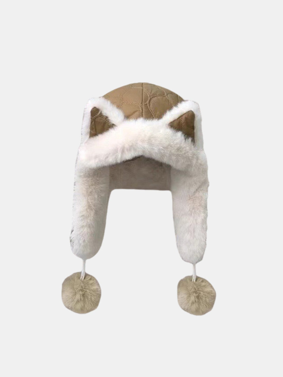 Winter Lichtgewicht Warme Pluche Beanie Muts Met Vossenoorkleppen