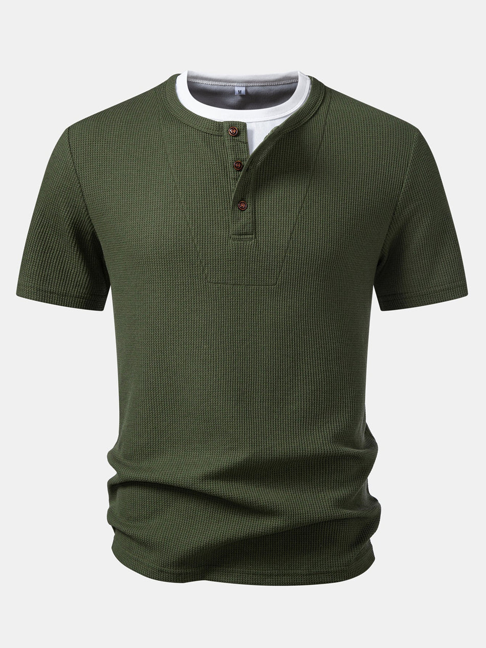 2-in-1 Wafel Henley Overhemd