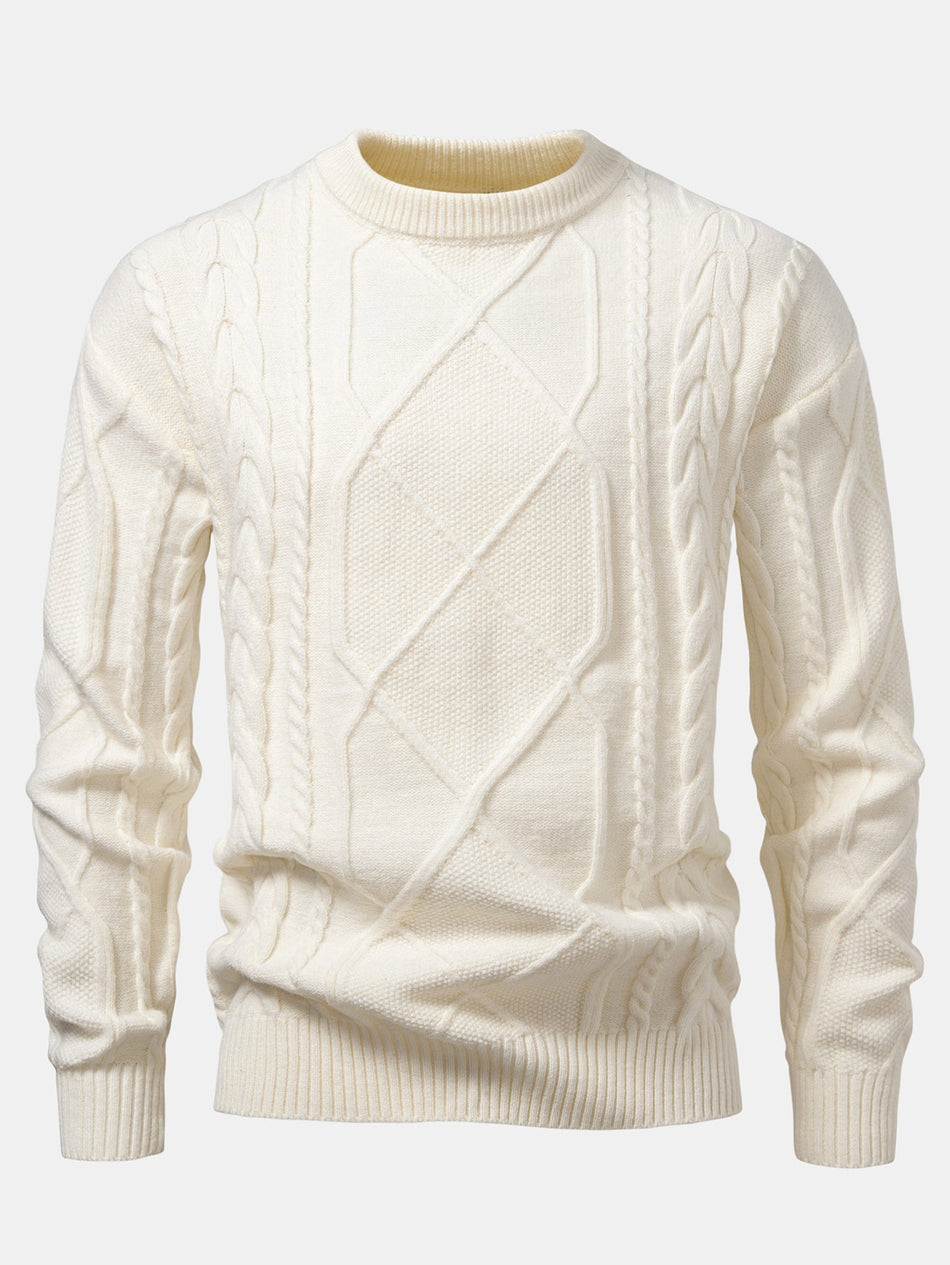 Zware jacquard trui met ronde hals