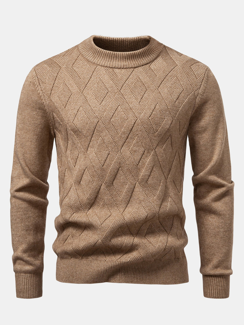 Zware geometrische jacquard trui met col