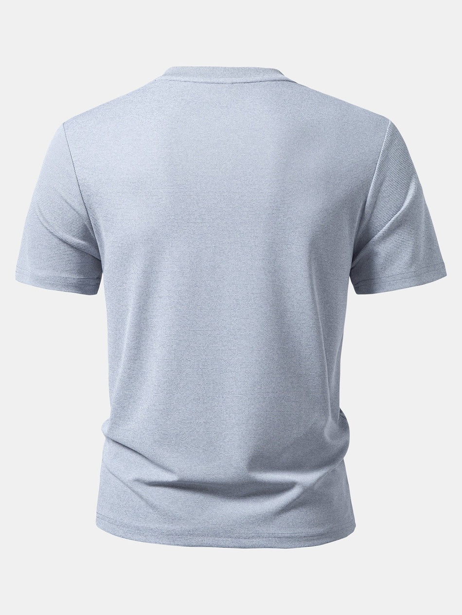 2-in-1 Wafel T-shirt met Gespleten Kraag