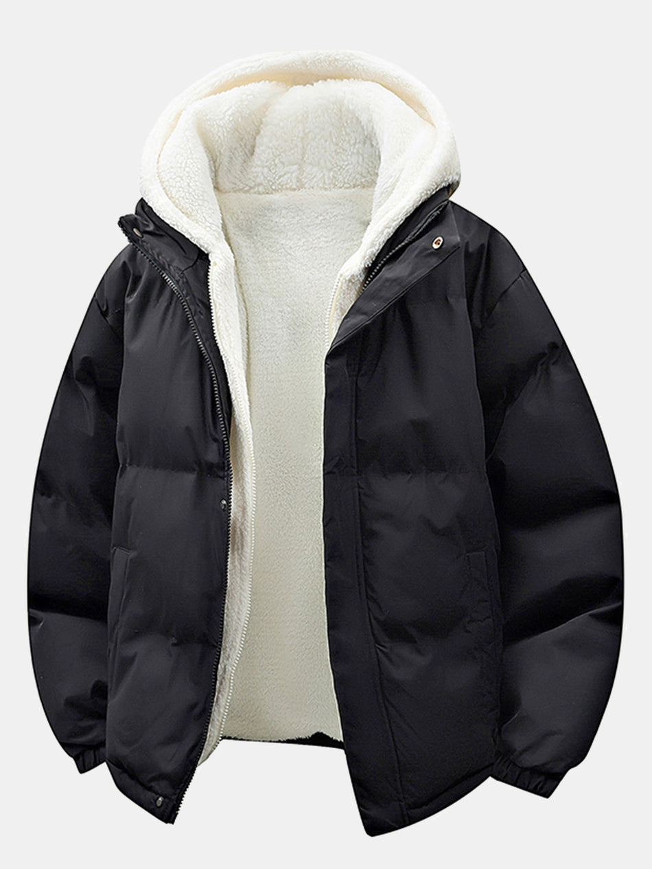 2 In 1 Teddy Hoodie Puffer Jas