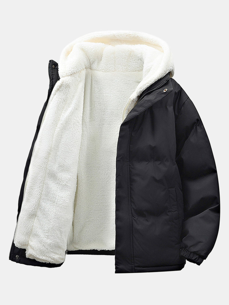 2 In 1 Teddy Hoodie Puffer Jas