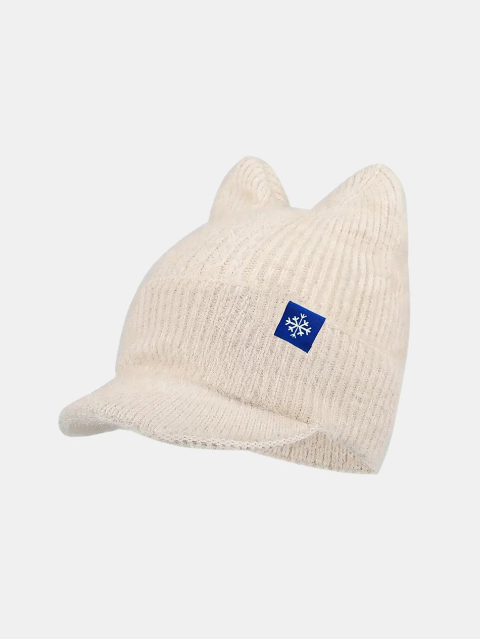 Winter Warme Gebreide Muts Met Klep – Zacht En Knus Kattenoor Ontwerp Schattige Koude Weer Oorflap Pet