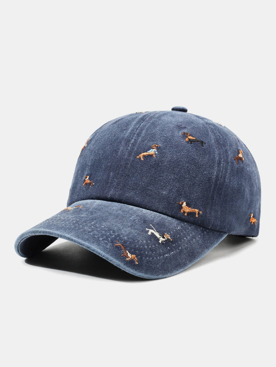 Vintage zachte, ongestructureerde casual pet met verspreide hondenborduursels