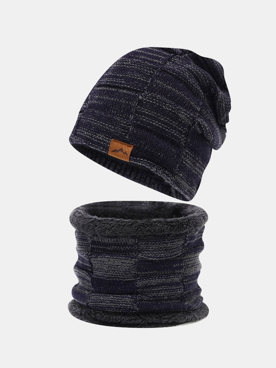 Winter fleece gevoerde beanie muts en sjaal set