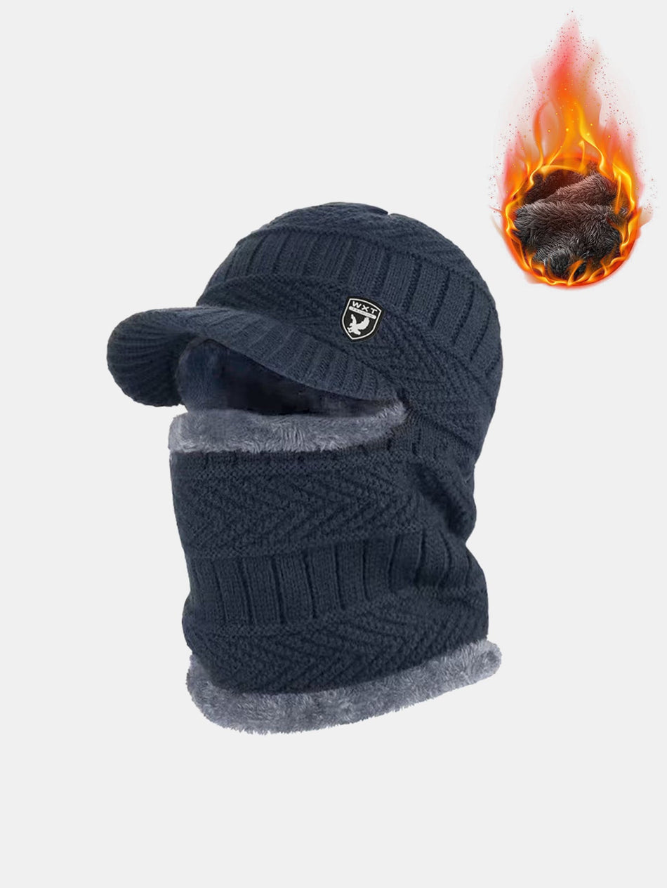 Warme gebreide wintertrui met capuchon en bescherming voor oren en nek