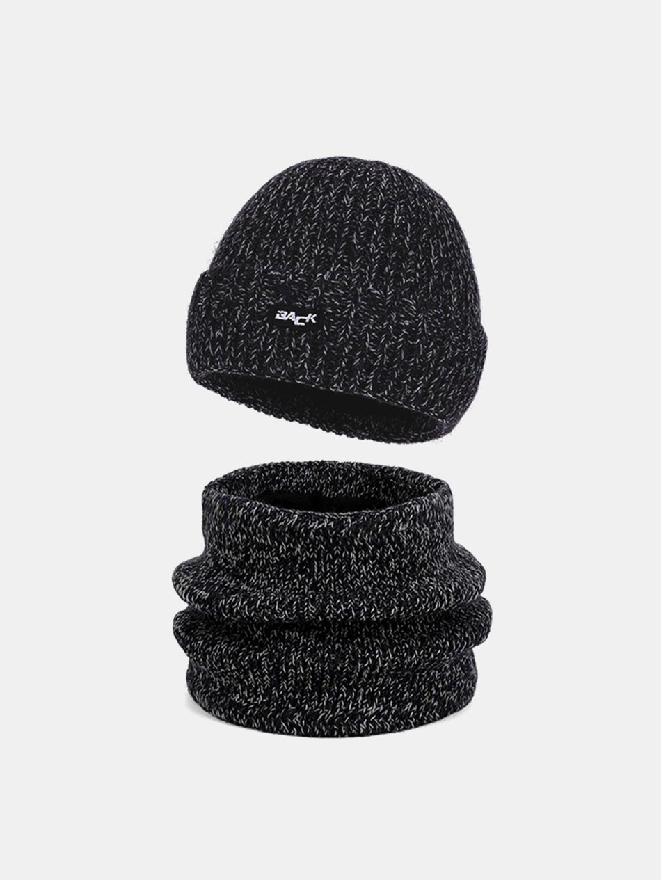 Winter Fleece-gevoerde Gebreide Muts Met Warme Sjaal